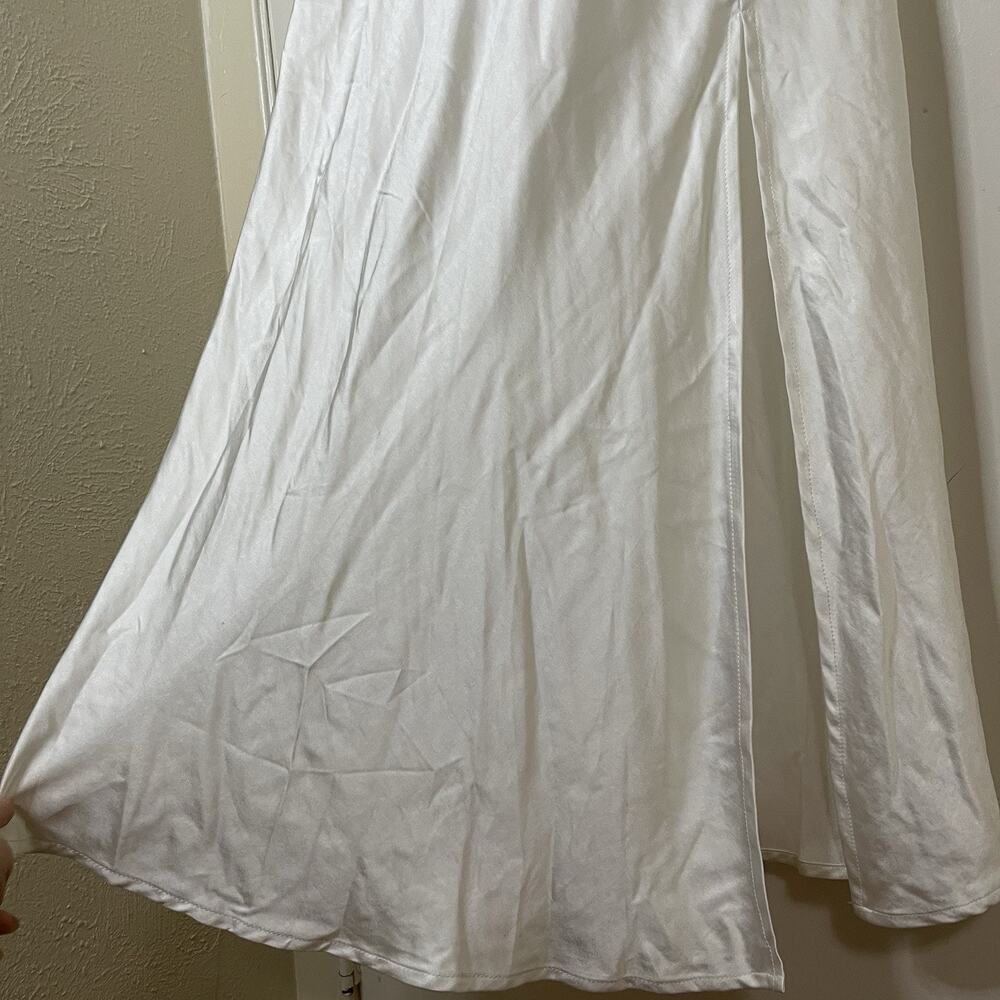 NEW! Selfie Leslie Golden Era Satin Lace Cowl Neck Midi White Dress XL st3125b01 - Picture 7 of 14